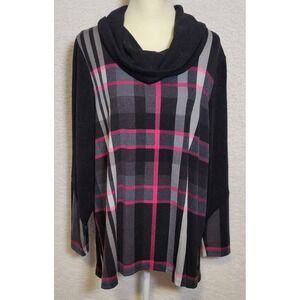 Michael Tyler Cowl Neck Sweater Size XL NEW Women's Tunic Plaid Long Sleeve 1136